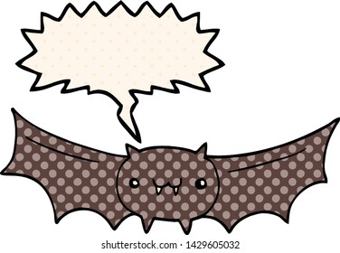murciélago vampiro de dibujos animados con burbuja de habla al estilo de un libro de historietas