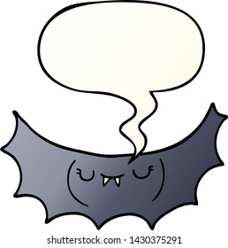 cartoon vampire bat with speech bubble in smooth gradient style