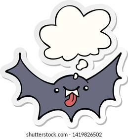 cartoon vampire bat with thought bubble as a printed sticker