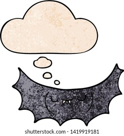 murciélago de vampiros de dibujos animados con burbuja de pensamiento al estilo de textura gruesa