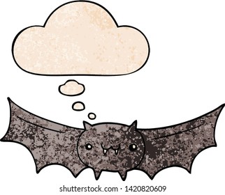 Cartoon-Vampir-Fledermaus mit Gedankenblase im Grunge-Stil