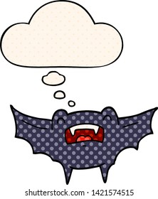 cartoon vampire bat with thought bubble in comic book style