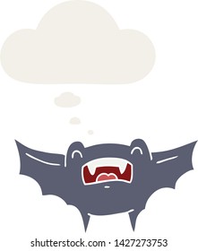 cartoon vampire bat with thought bubble in retro style