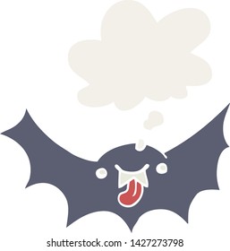 cartoon vampire bat with thought bubble in retro style