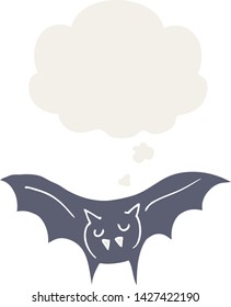 cartoon vampire bat with thought bubble in retro style