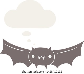 cartoon vampire bat with thought bubble in retro style