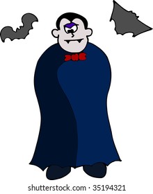 cartoon vampire with bats