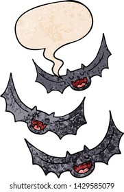 morcegos de vampiro de desenho animado com balão de fala em estilo de textura retrô