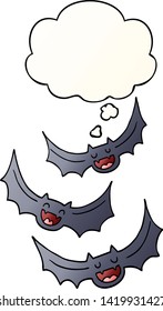 cartoon vampire bats with thought bubble in smooth gradient style