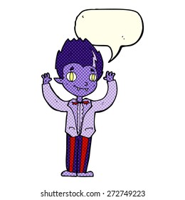 niño vampiro de caricatura con burbuja de habla
