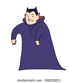 Cartoon Vampire Character isolated on white background. Vector illustration