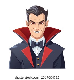 Cartoon Vampire Character Vector Illustration in Formal Attire