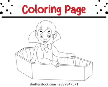cartoon vampire coloring book. funny Halloween coloring page for kids
