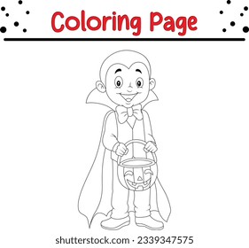 cartoon vampire coloring book. funny Halloween coloring page for kids