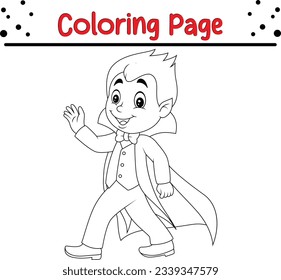 cartoon vampire coloring book. funny Halloween coloring page for kids