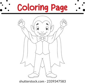 cartoon vampire coloring book. funny Halloween coloring page for kids