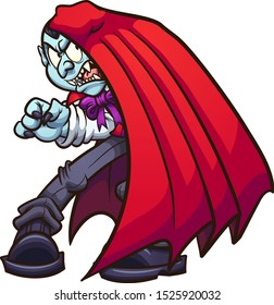 Cartoon vampire covering himself from the sun clip art. Vector illustration with simple gradients. All in a single layer. 
