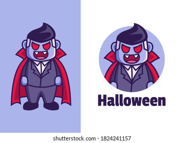 cartoon vampire dracula mascot logo design
