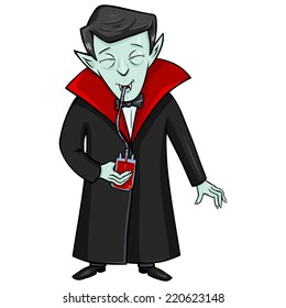 Cartoon Vampire is Drinking Blood