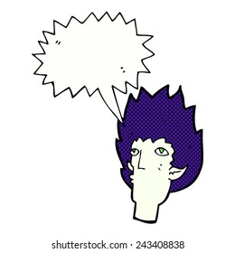 caricatura de la cara de vampiro con burbuja de habla