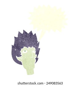 cartoon vampire face with speech bubble