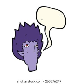 caricatura de la cara de vampiro con burbuja de habla
