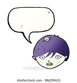 cartoon vampire face with speech bubble