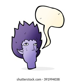 caricatura de la cara de vampiro con burbuja de habla