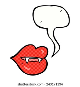 cartoon vampire fangs with speech bubble