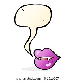 cartoon vampire fangs with speech bubble