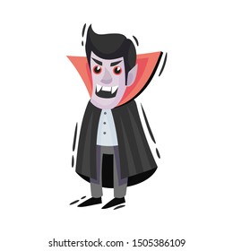 Cartoon vampire with fangs. Vector illustration on a white background.