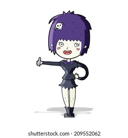 cartoon vampire girl giving thumbs up sign