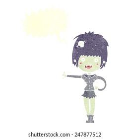 cartoon vampire girl giving thumbs up sign with speech bubble