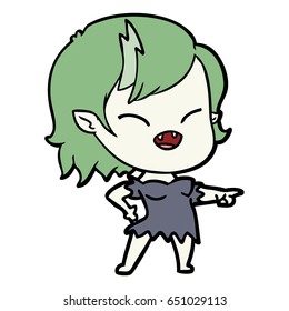 cartoon vampire girl pointing and laughing