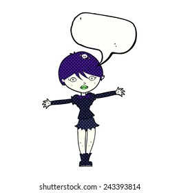 cartoon vampire girl with speech bubble