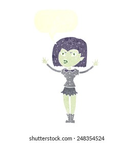 cartoon vampire girl with speech bubble
