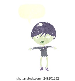 cartoon vampire girl with speech bubble