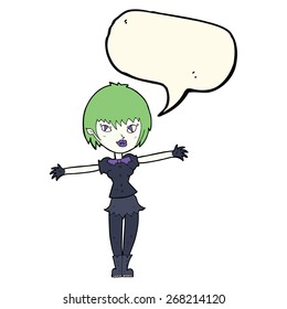 cartoon vampire girl with speech bubble