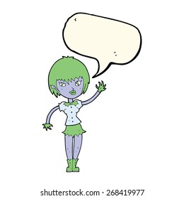 cartoon vampire girl with speech bubble