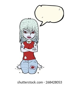 cartoon vampire girl with speech bubble