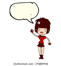 cartoon vampire girl with speech bubble