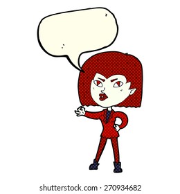 cartoon vampire girl with speech bubble