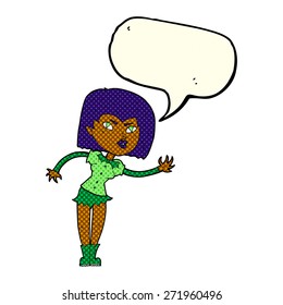 cartoon vampire girl with speech bubble
