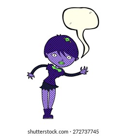 cartoon vampire girl with speech bubble