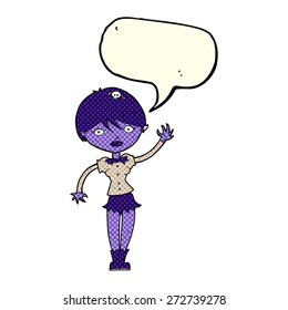 cartoon vampire girl with speech bubble