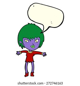 cartoon vampire girl with speech bubble