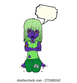 cartoon vampire girl with speech bubble