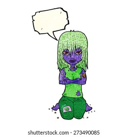 cartoon vampire girl with speech bubble