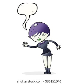 cartoon vampire girl with speech bubble