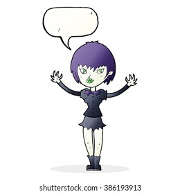 cartoon vampire girl with speech bubble